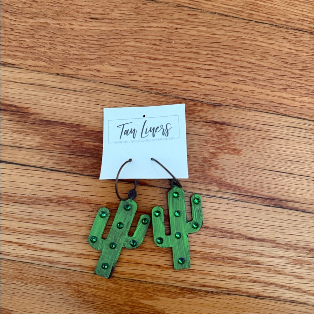 Green Cactus Earrings